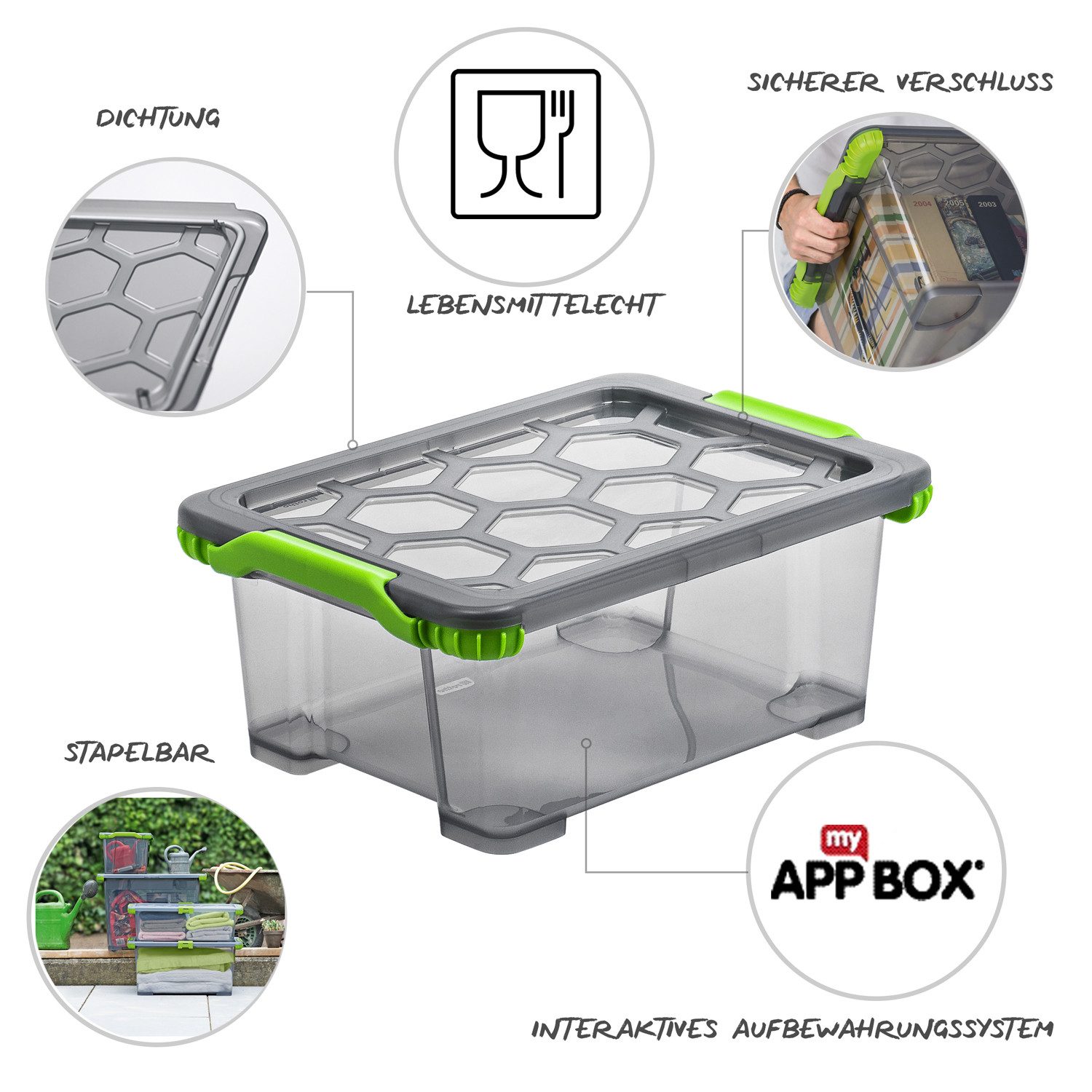 ROTHO Aufbewahrungsbox Evo Total Protection 3er-Set stapelbare Box 11l mit Deckel (Aufbewahrungsset, 3er-Set)