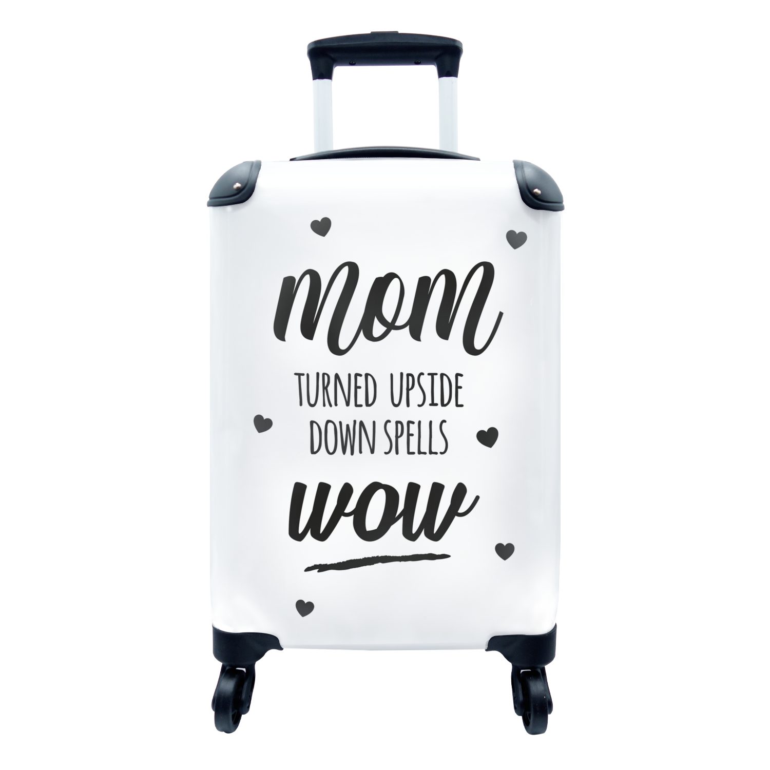 - Handgepäck MuchoWow 4 Handgepäckkoffer mit Reisetasche für Reisekoffer Muttertag Ferien, und Schwarz rollen, Rollen, Weiß, Trolley,