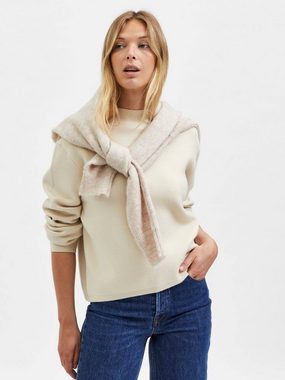 SELECTED FEMME Strickpullover Hoher Rundhals Strickpullover Weicher Sweater SLFLULU 4345 in Beige