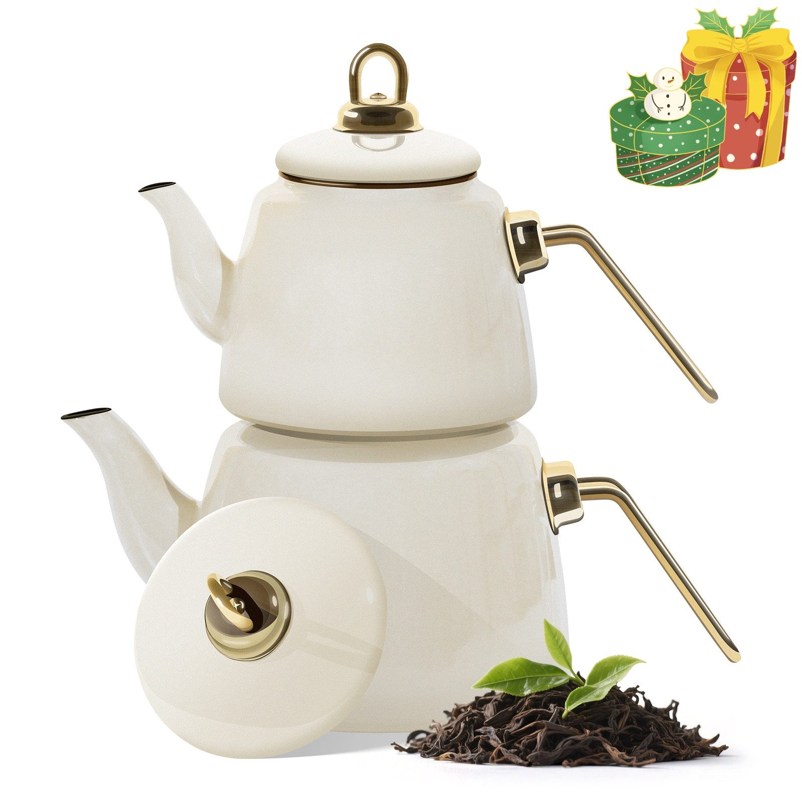 HOMELUX Teekanne Induktionsgeeignet, Wasserkessel, Turkische Teekocher 2L+1L, (4-tlg, Induktion), Für alle Herdarten geeignet