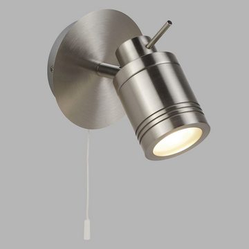 Licht-Erlebnisse Wandstrahler HECTOR, ohne Leuchtmittel, Wohnzimmer IP44 in Silber matt GU10 Ø 10 cm verstellbar Retro Metall