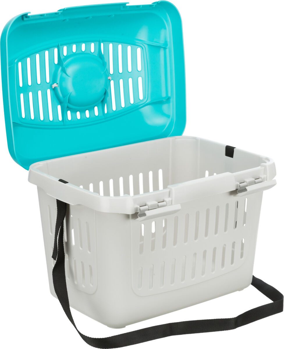 TRIXIE Tiertransportbox Transportbox Midi-Capri - hellgrau/türkis - 44 × 33 × 32 cm