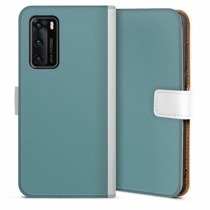 DeinDesign Handyhülle Art Blau einfarbig Petrol Huawei P40 Hülle Handy Flip Case Wallet Cover Handytasche Leder