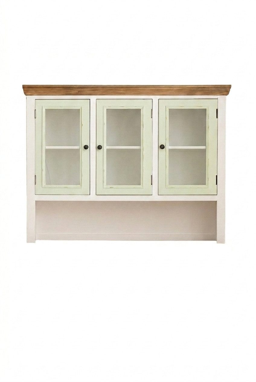 WOLF MÖBEL Vitrine SIENA Buffet-Aufsatz mit 3 Glastüren weiß/mana (145 x 38 x 115)