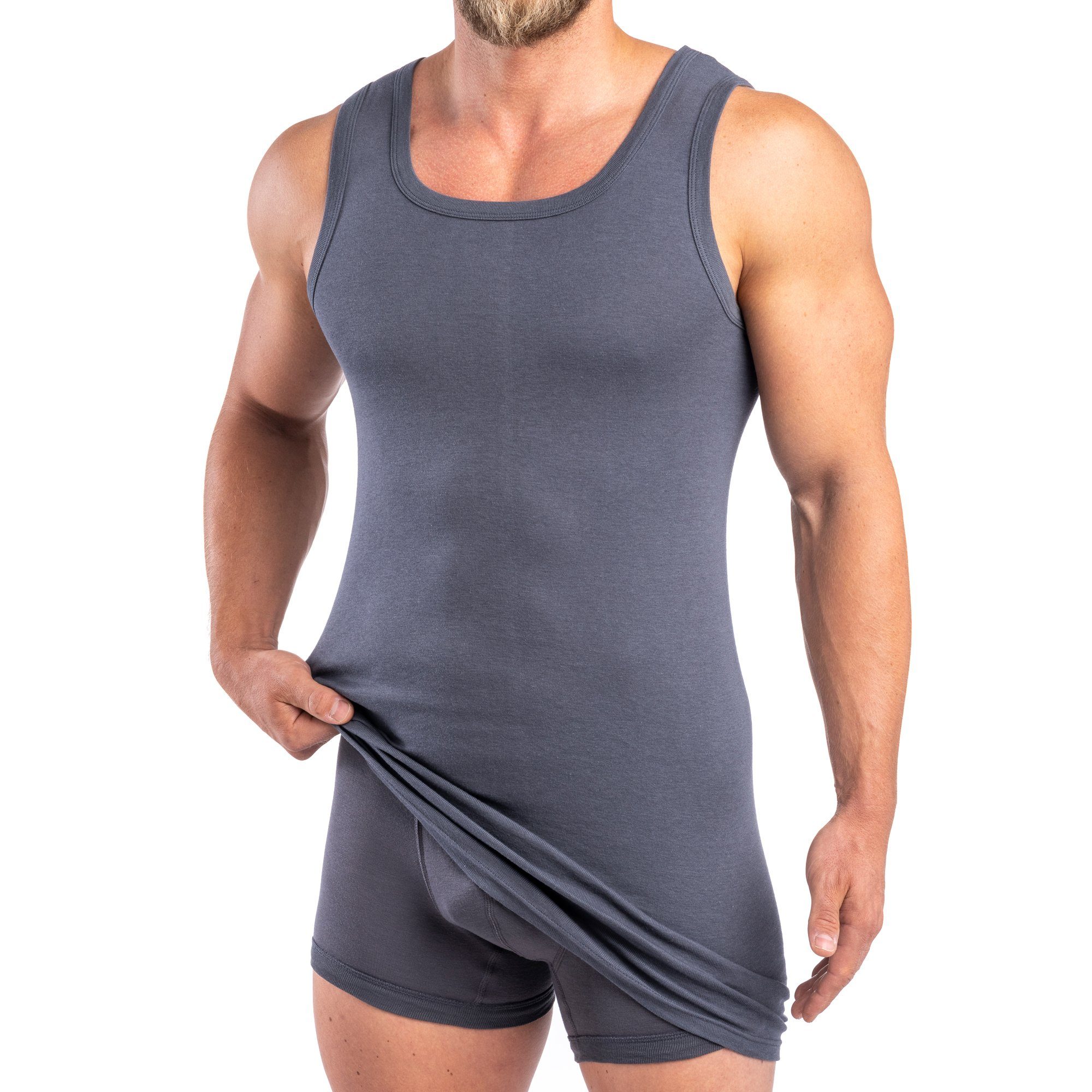 HERMKO Achselhemd 16027 Herren extralanges Unterhemd aus Baumwolle / Modal günstig online kaufen