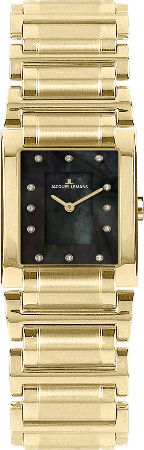 Jacques Lemans Quarzuhr 1-2152F, Armbanduhr, Damenuhr, Perlmutt-Zifferblatt, Glaskristalle