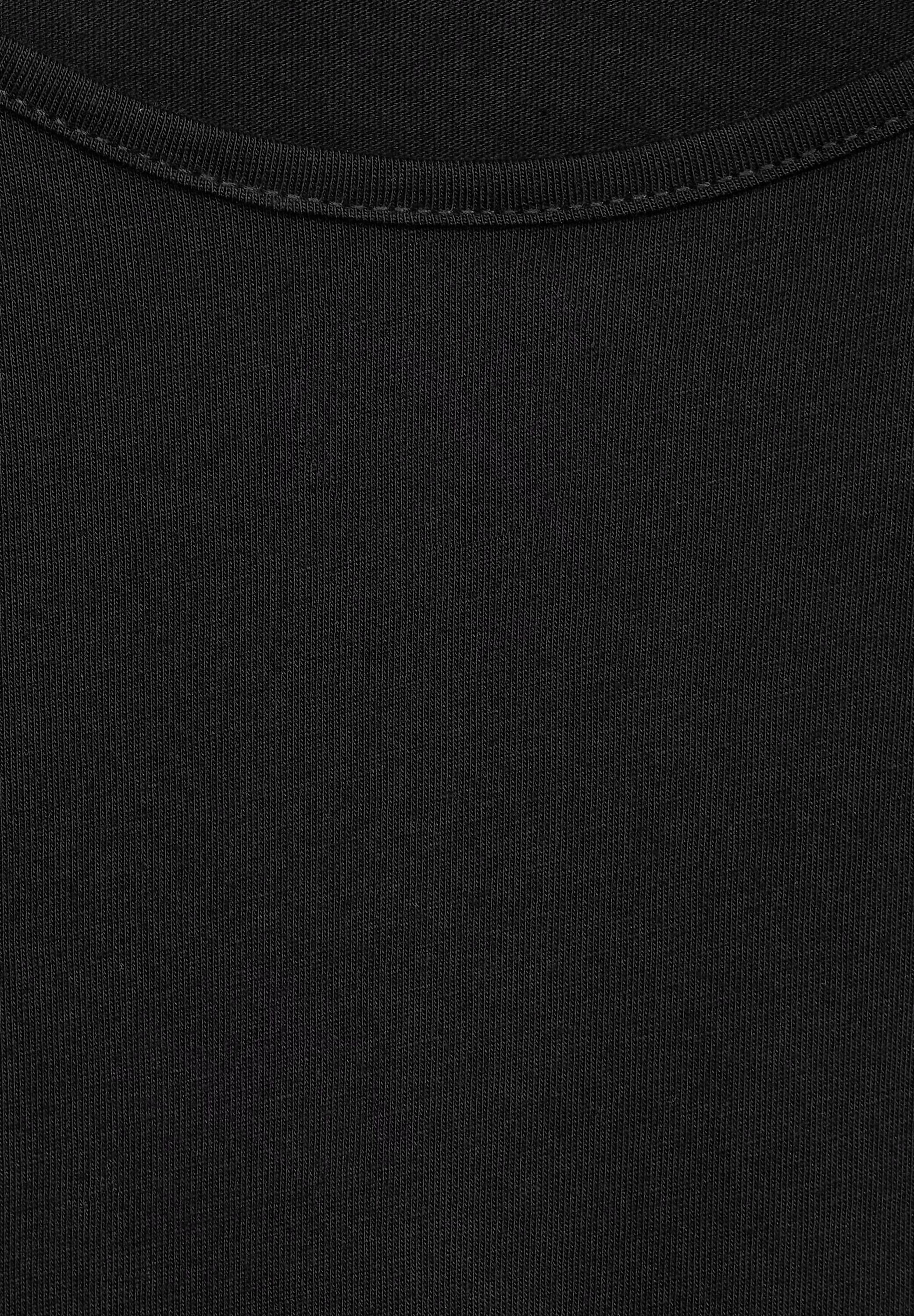 Unifarbe Langarmshirt ONE STREET in Black