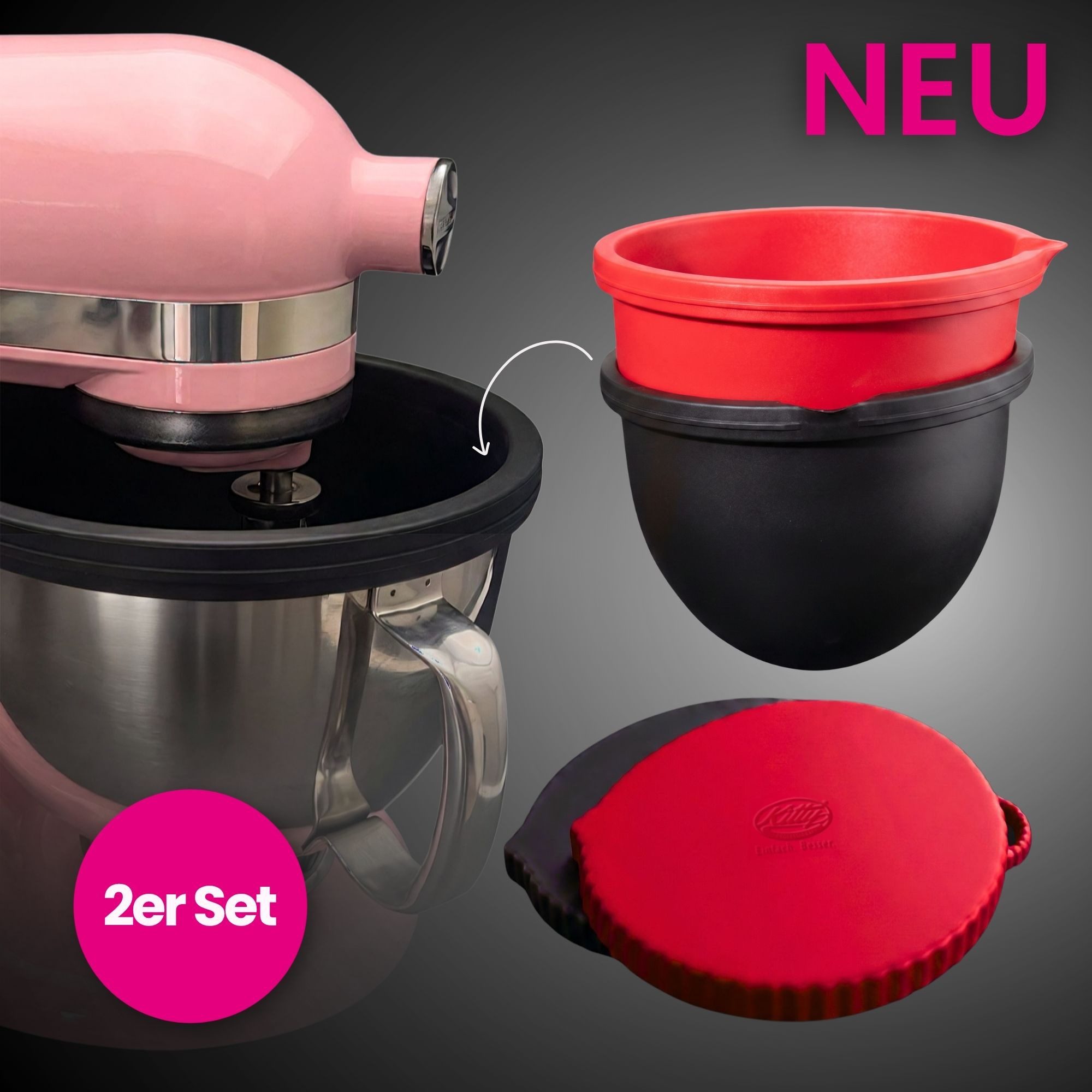 Kitty Professional Küchenmaschinenschüssel Dolly - 2er Set Profi-Schüsseleinsätze kompa. mit KitchenAid, (4-tlg)