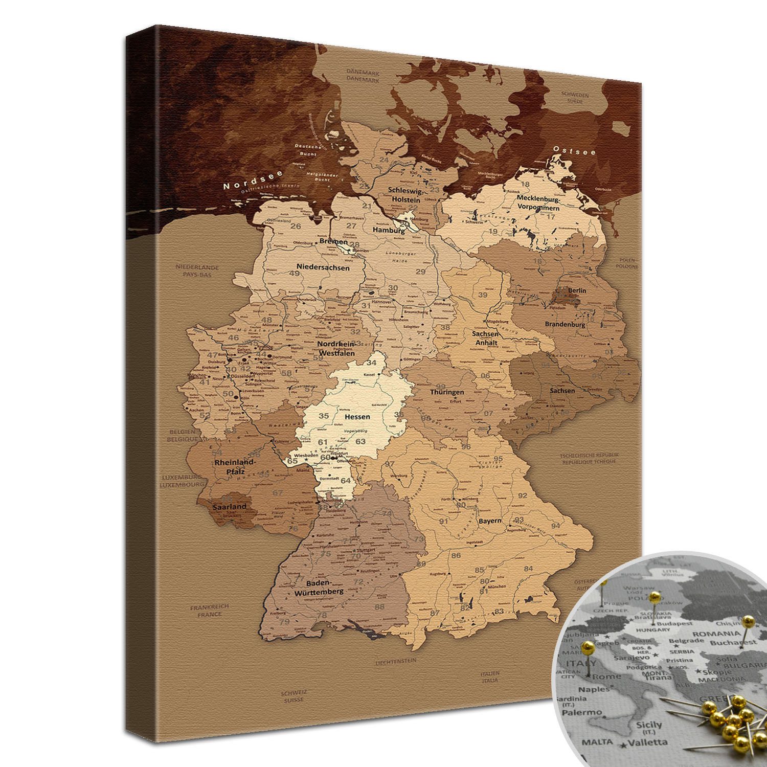 LANA KK Leinwandbild Deutschlandkarte Pinnwand zum günstig online kaufen