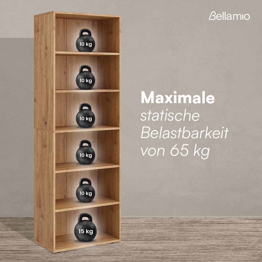 Bellamio Regal Apol Bücherregal 176 cm hoch, mit offenen Fächern & Schubladen, Standregal, Holzregal mit 6 höhenverstellbaren Fächern, 176 cm hoch – Bild 5 von 5
