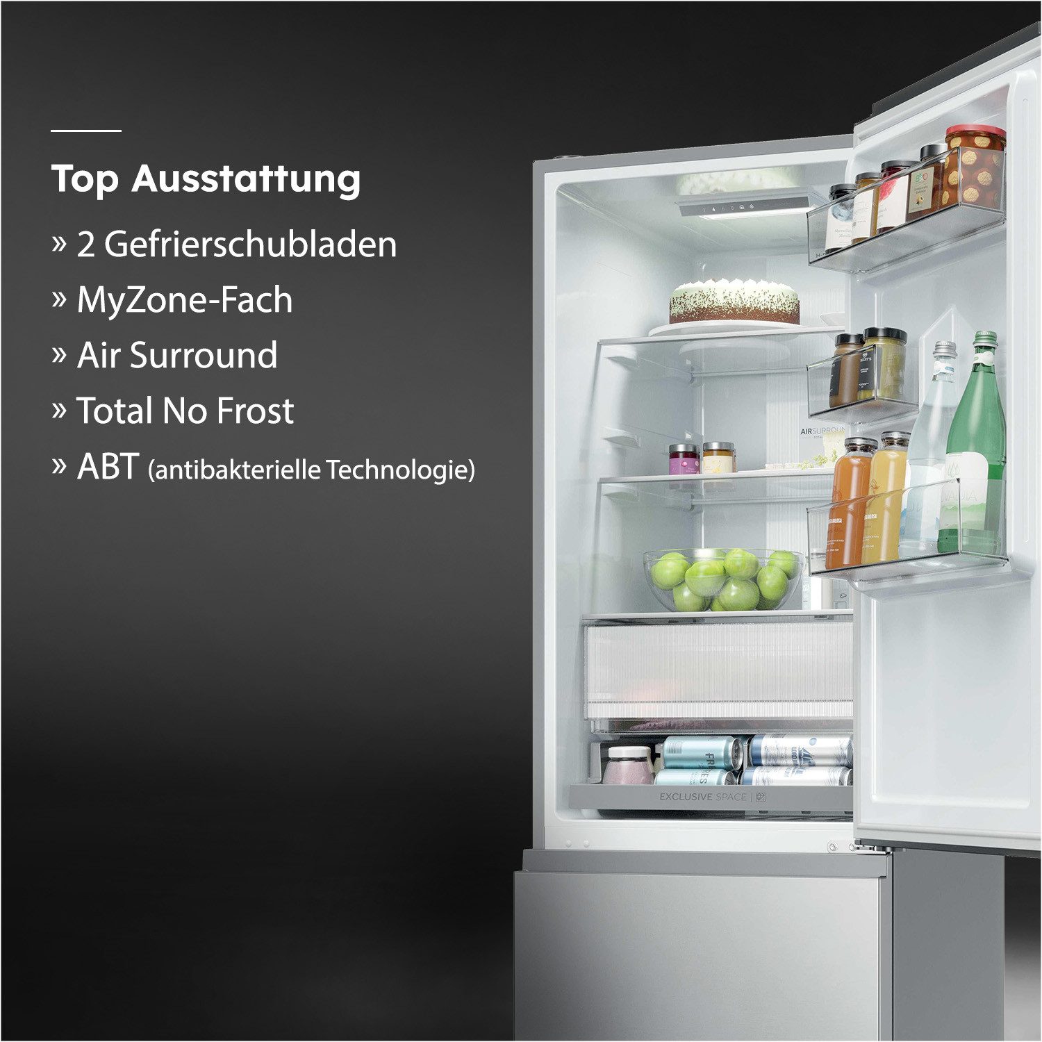 Haier Kühl-/Gefrierkombination Combi 3D 55 HTR3518ENMX, 185 cm hoch, 54,5 cm breit, Easy Access-Gefrierschubladen: Alles schnell gefunden – Bild 3 von 5