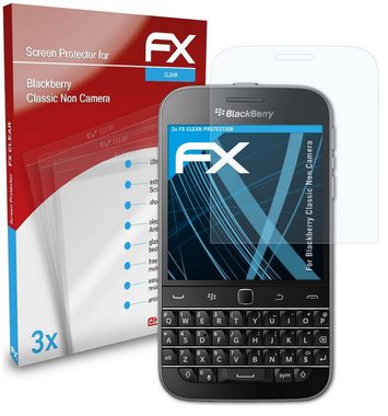 atFoliX Schutzfolie Displayschutz für Blackberry Classic Non Camera, (3 Folien), Ultraklar und hartbeschichtet