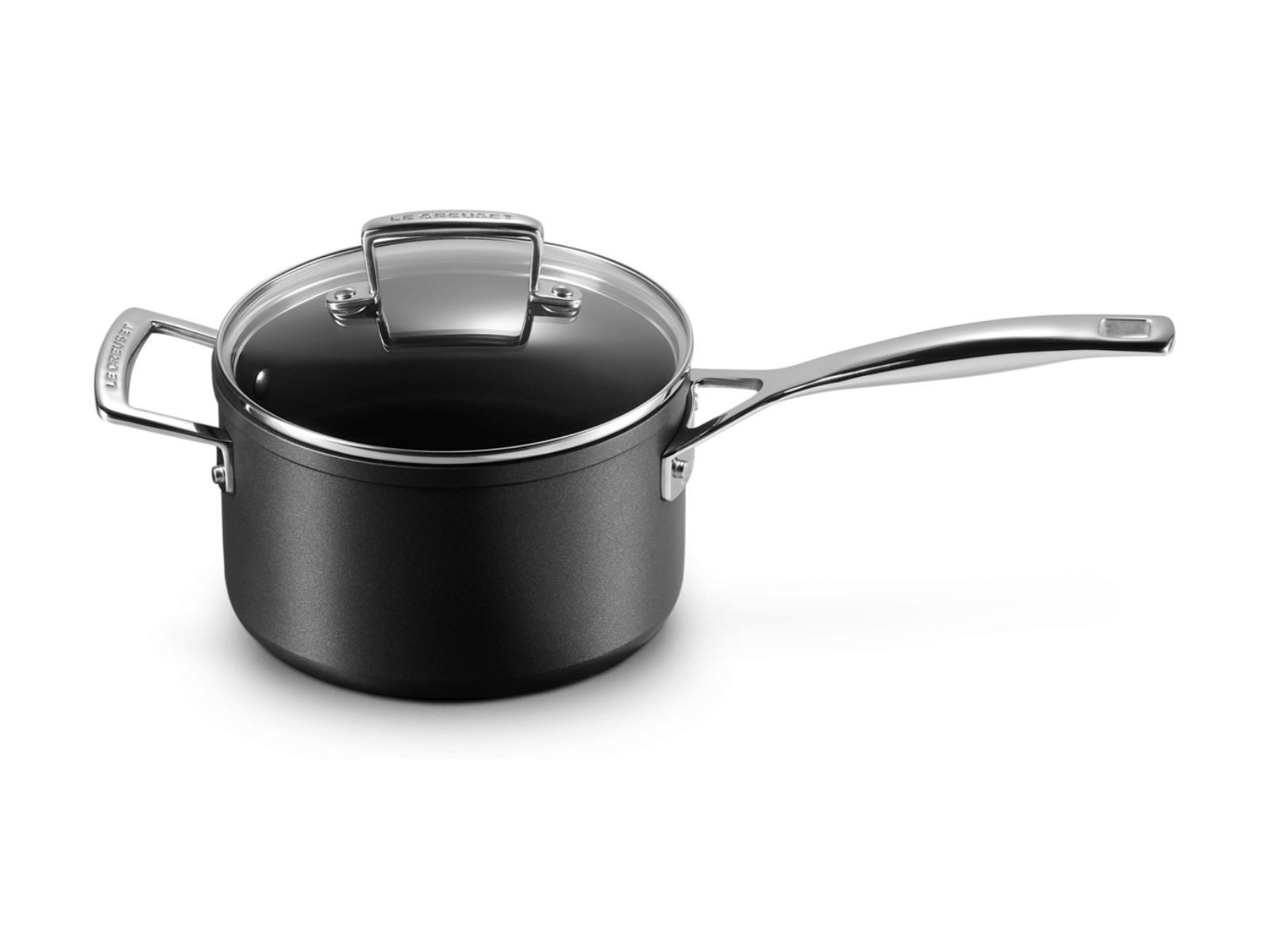 LE CREUSET Kochtopf Aluminium-Antihaft Profitopf mit Glasdeckel rund 18cm, Geschmiedetes Aluminium (harteloxiert)