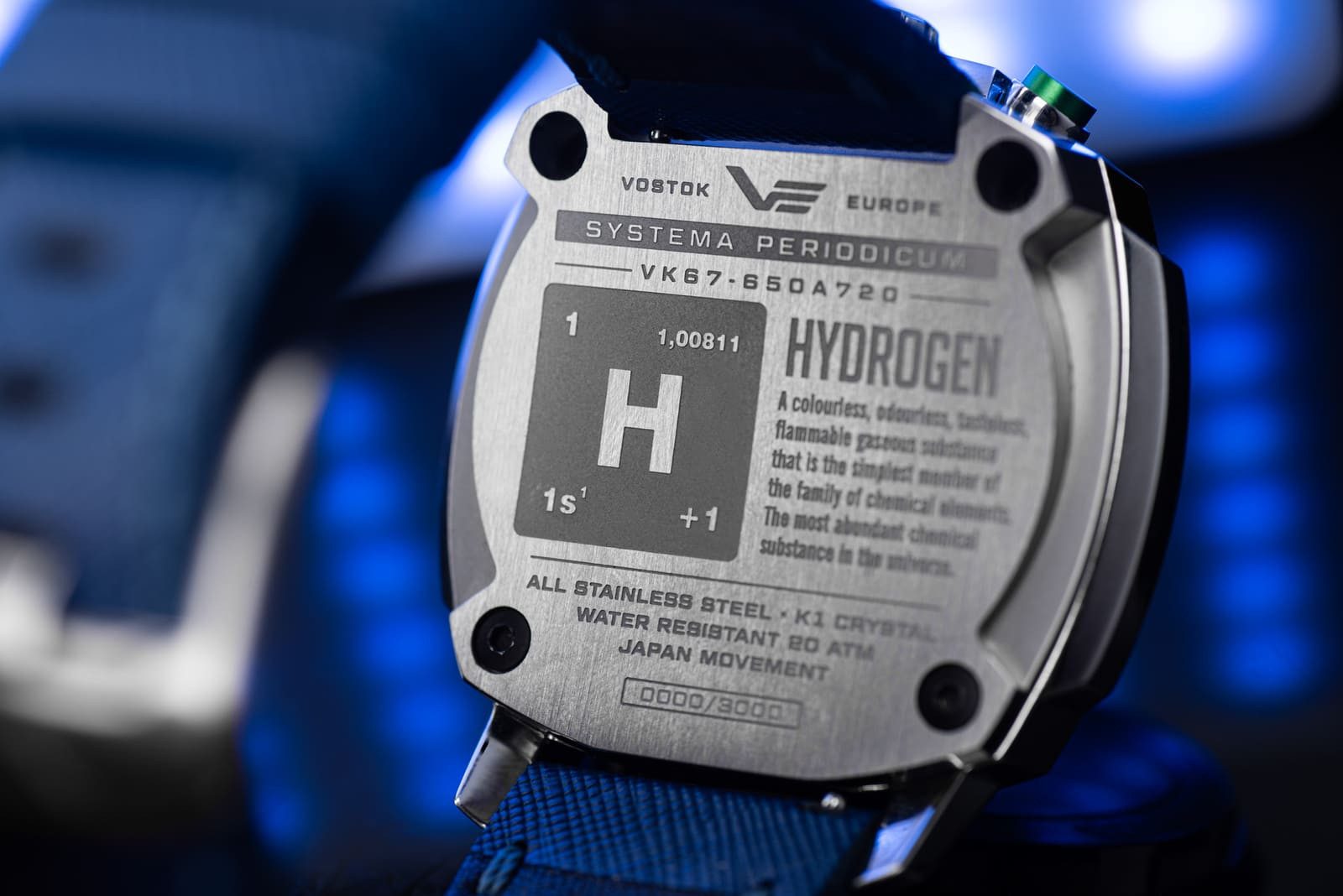 Vostok Europe Chronograph Hydrogen Chronograph 650A720-B – Herrenuhr 45,5 mm, Blau, Edelstahlband, 20 ATM