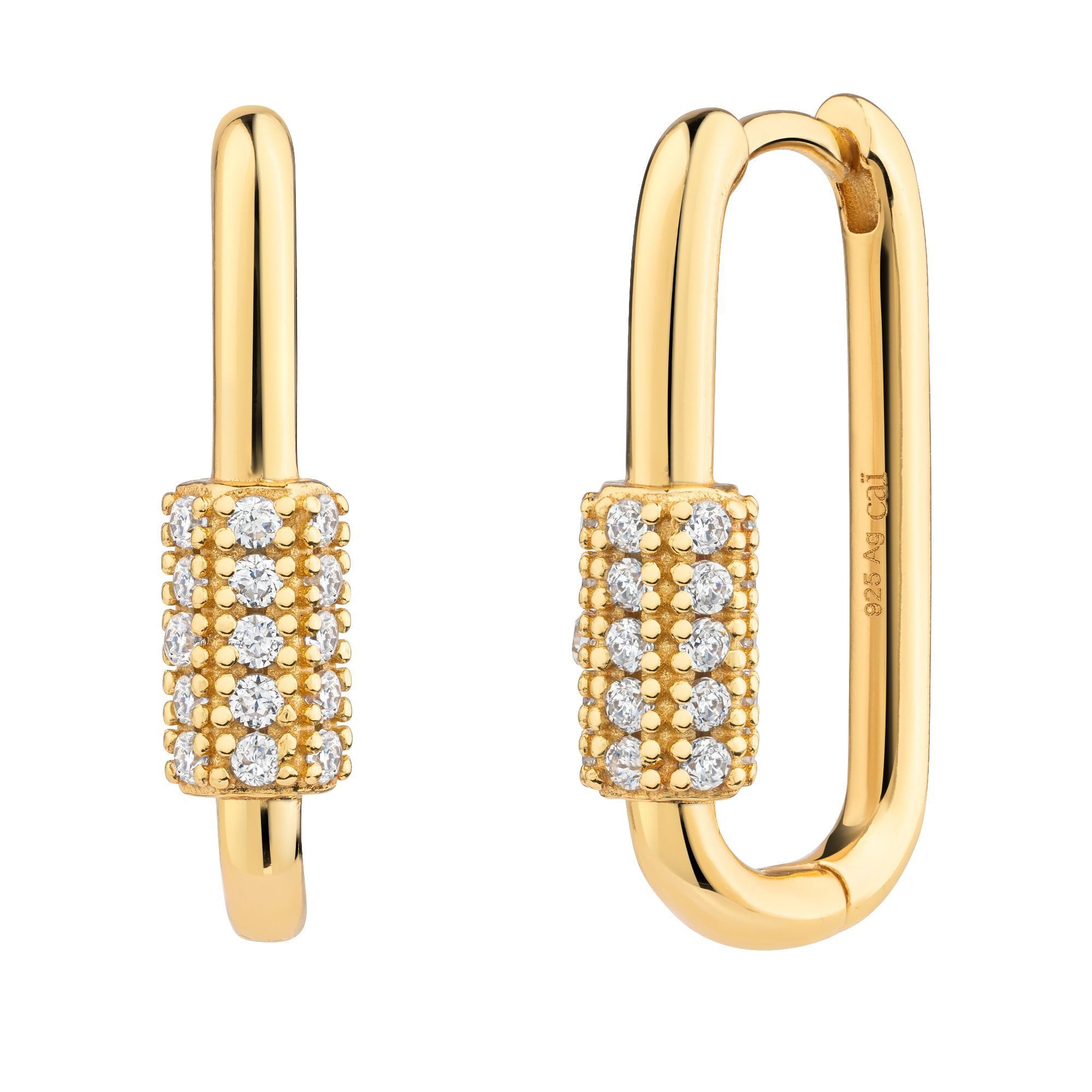 Paar Creolen 925 Silber vergoldet Zirkonia