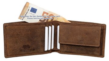 Brown Bear Mini Geldbörse Modell 8006-B - Mini Portemonnaie aus Echtleder, mit 4 Kartenfächern und RFID-Schutz Farbe Braun Vintage