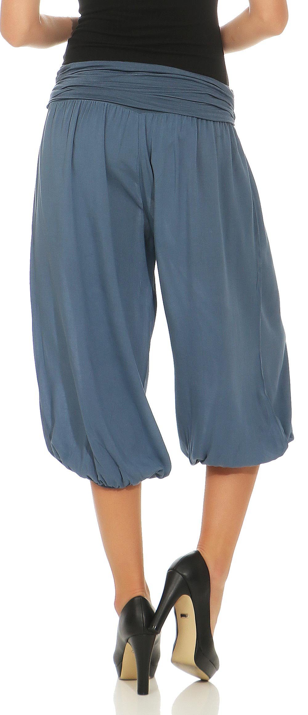 malito more than fashion Haremshose malito Damen Pumphose kurz in Uni Farben, Haremshose zum Tanzen, Damen Haremshose