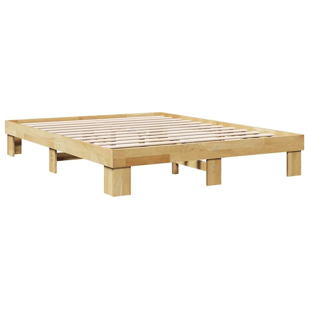 vidaXL Bett Bettgestell ohne Matratze 135x190 cm Massivholz Eiche günstig online kaufen