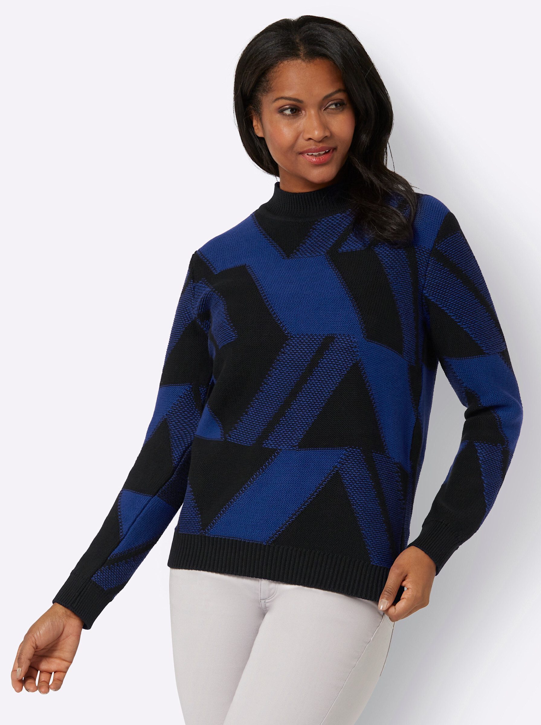 Witt Strickpullover Stehkragenpullover, Aufwendig gearbeitet