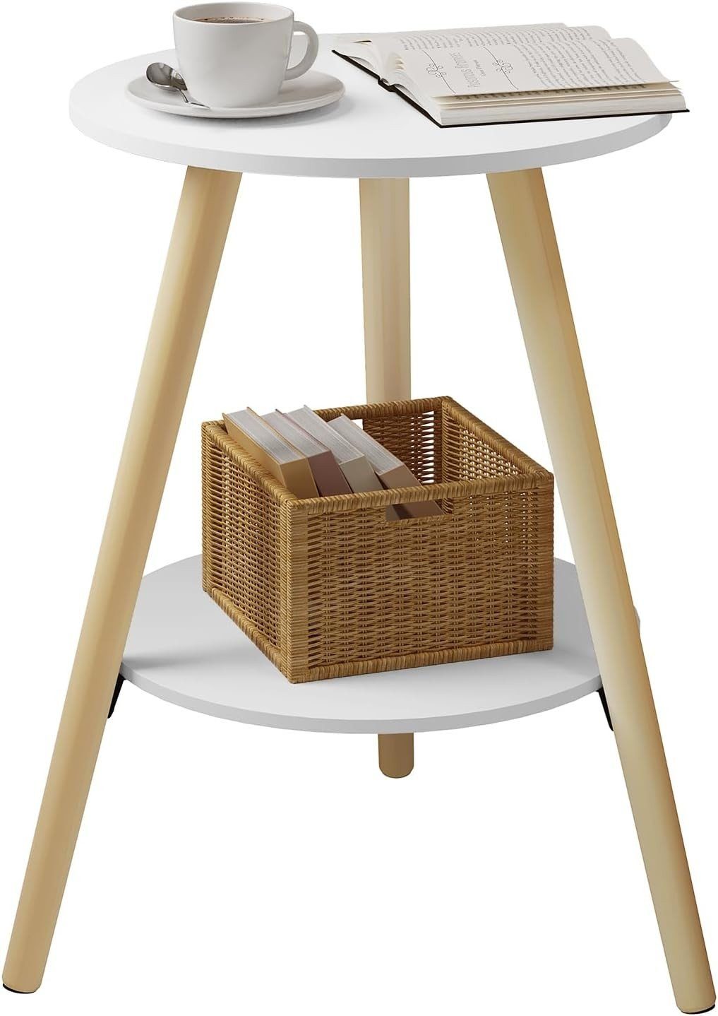 EUGAD Beistelltisch (1-St), rund Nachttisch mit Stauraum & 2 Ablagen günstig online kaufen