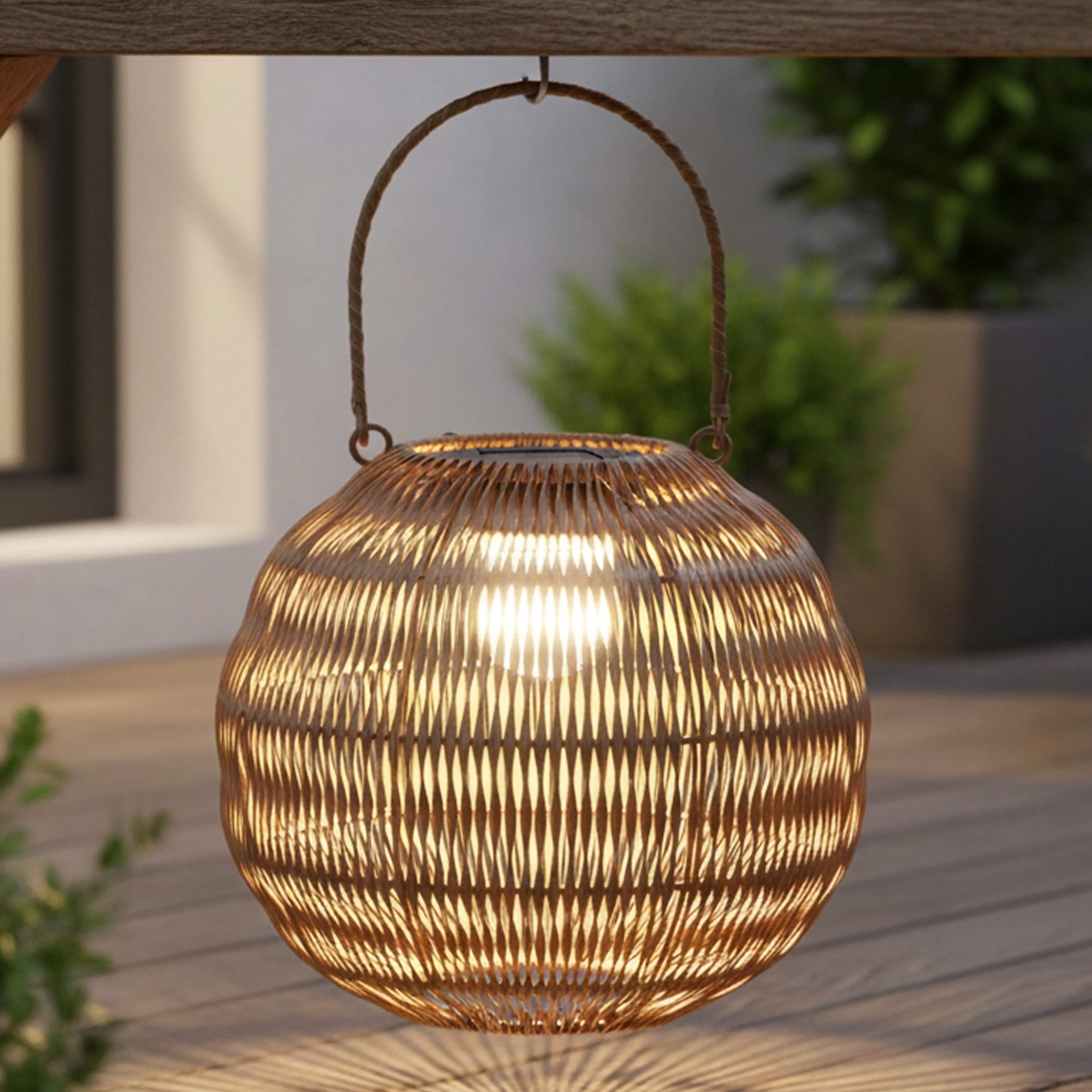 Spetebo Dekoobjekt LED Solar Kugel in Flechtoptik (27 cm, 1 St., warm weiß), Garten Kugelleuchte zum Hängen