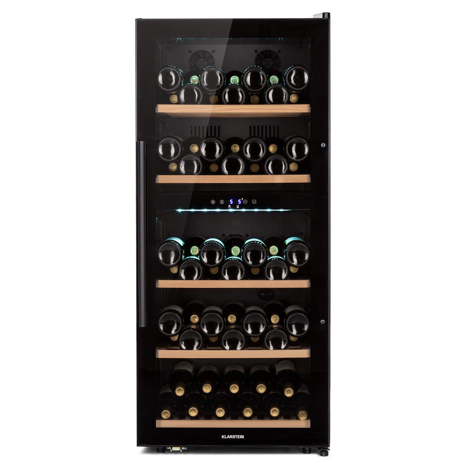 Klarstein Weinkühlschrank Barossa 79 Duo, für 91 Standardflaschen á 0,75l,Wein Flaschenkühlschrank Weintemperierschrank Weinschrank Kühlschrank
