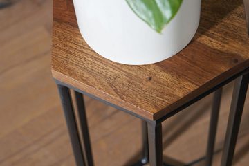 KADIMA DESIGN Blumenständer Holztisch Set mit Metallgestell, Dekorativ & vielseitig einsetzbar