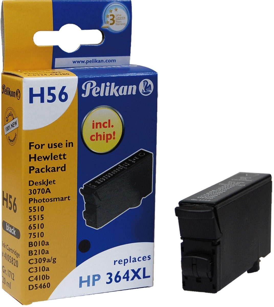Tintenpatrone kompatibel mit HP D5460 (364XL) Pigmenttinte schwarz. Nachfülltinte