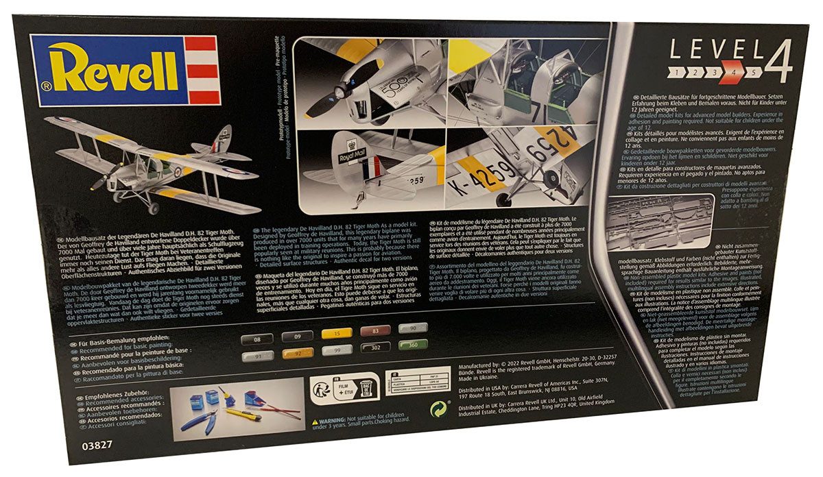 Revell® Modellflugzeug Revell 03827 Modellbausatz Doppeldecker-Schulflugzeug 90 Teile, 1:32, Maßstab 1:32