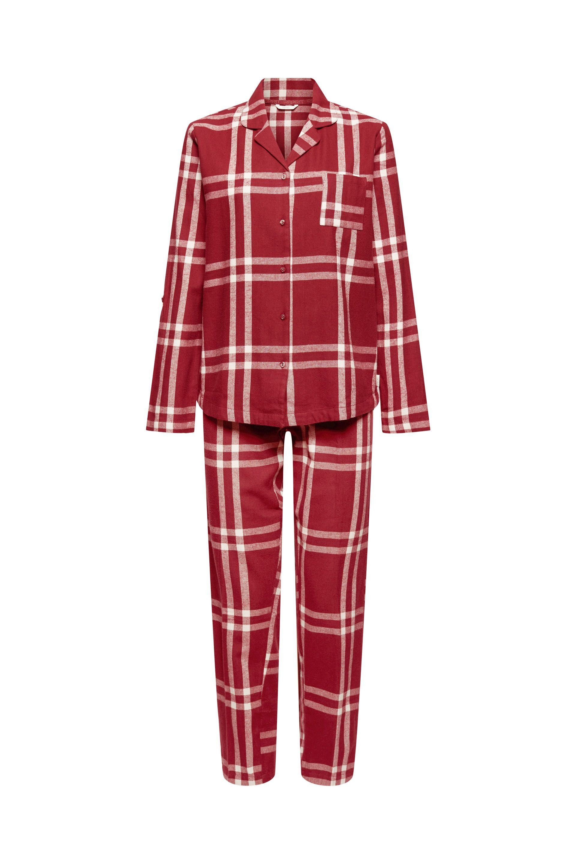 Esprit Pyjama Karierter Flanell-Pyjama cherry red