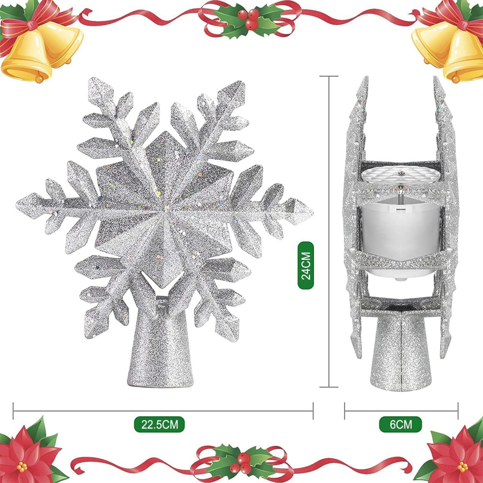 OKWISH Christbaumspitze LED Weihnachtsbaumspitze Stern Projektor Baumspitze günstig online kaufen