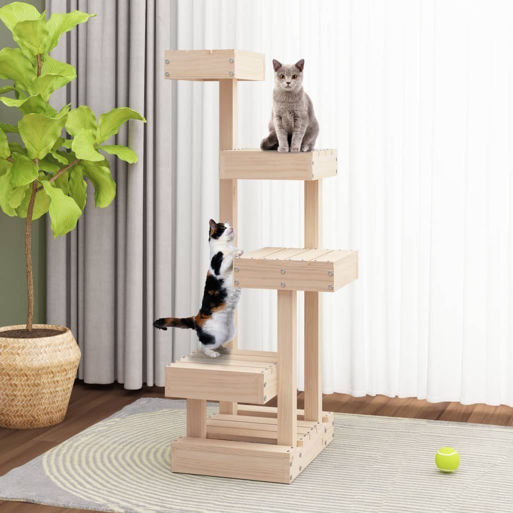 vidaXL Kratzbaum NA Kratzbaum für Katzen 45,5x49x103 cm aus massivem Kiefernholz stabil