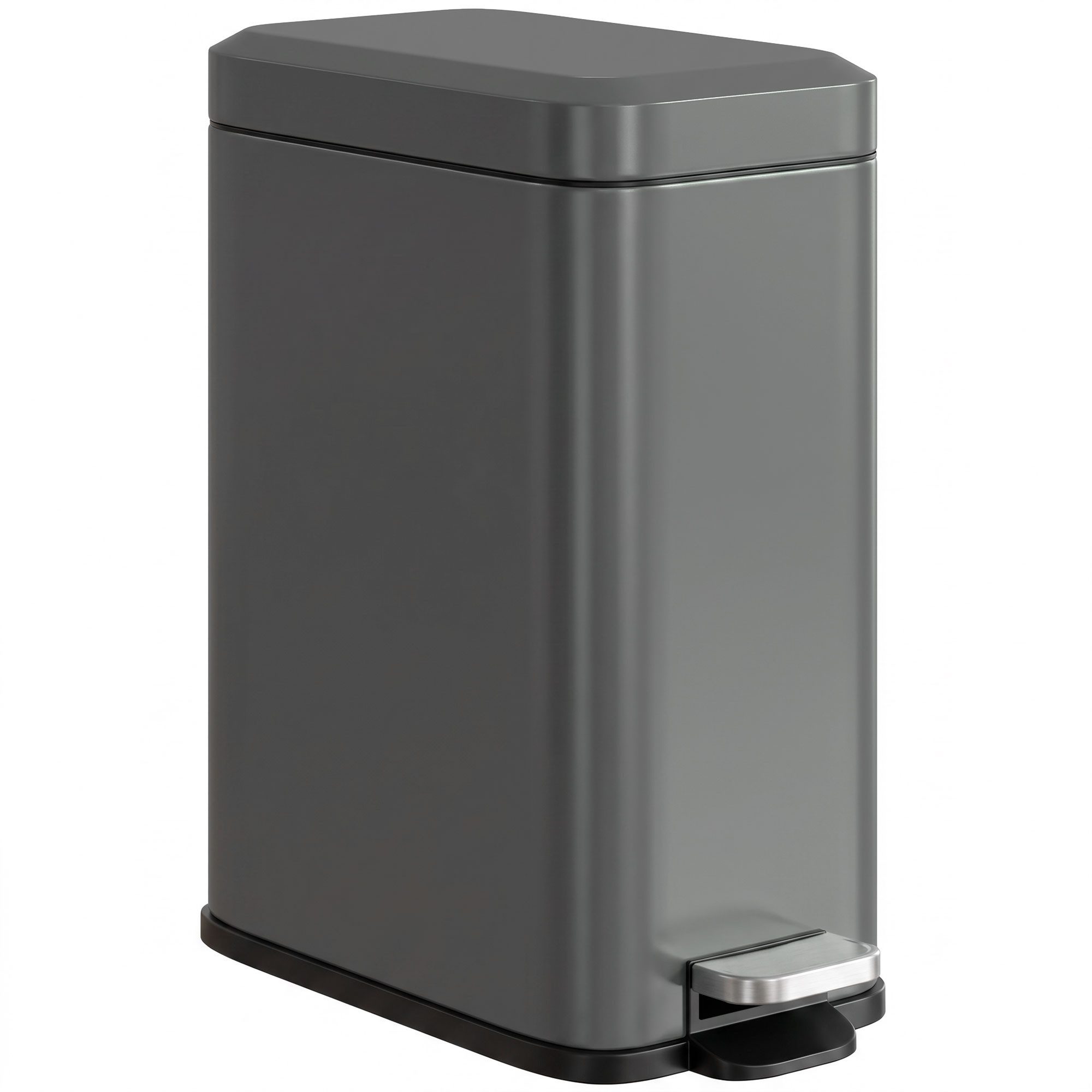 HOMCOM Mülleimer 5L Treteimer mit Softclose-Deckel, Abfalleimer inkl. Inneneimer, Grau 29,2 x 14 x 32 cm