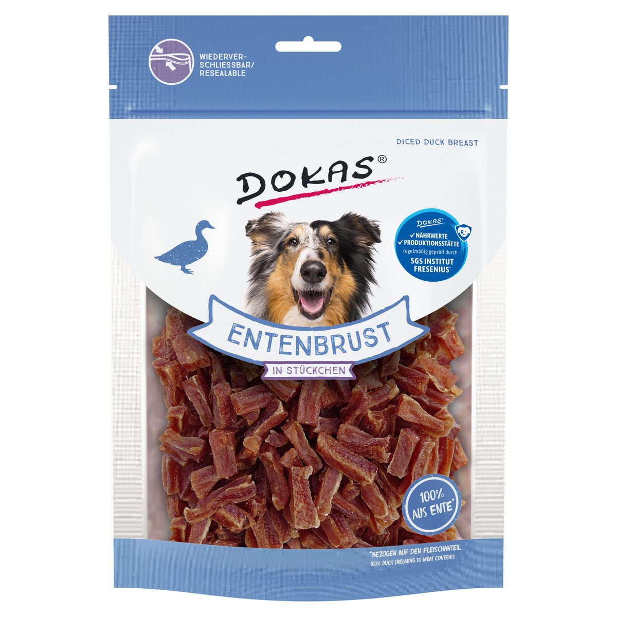 Dokas Entenbrust in Stückchen 200 g, Snack für: Hund