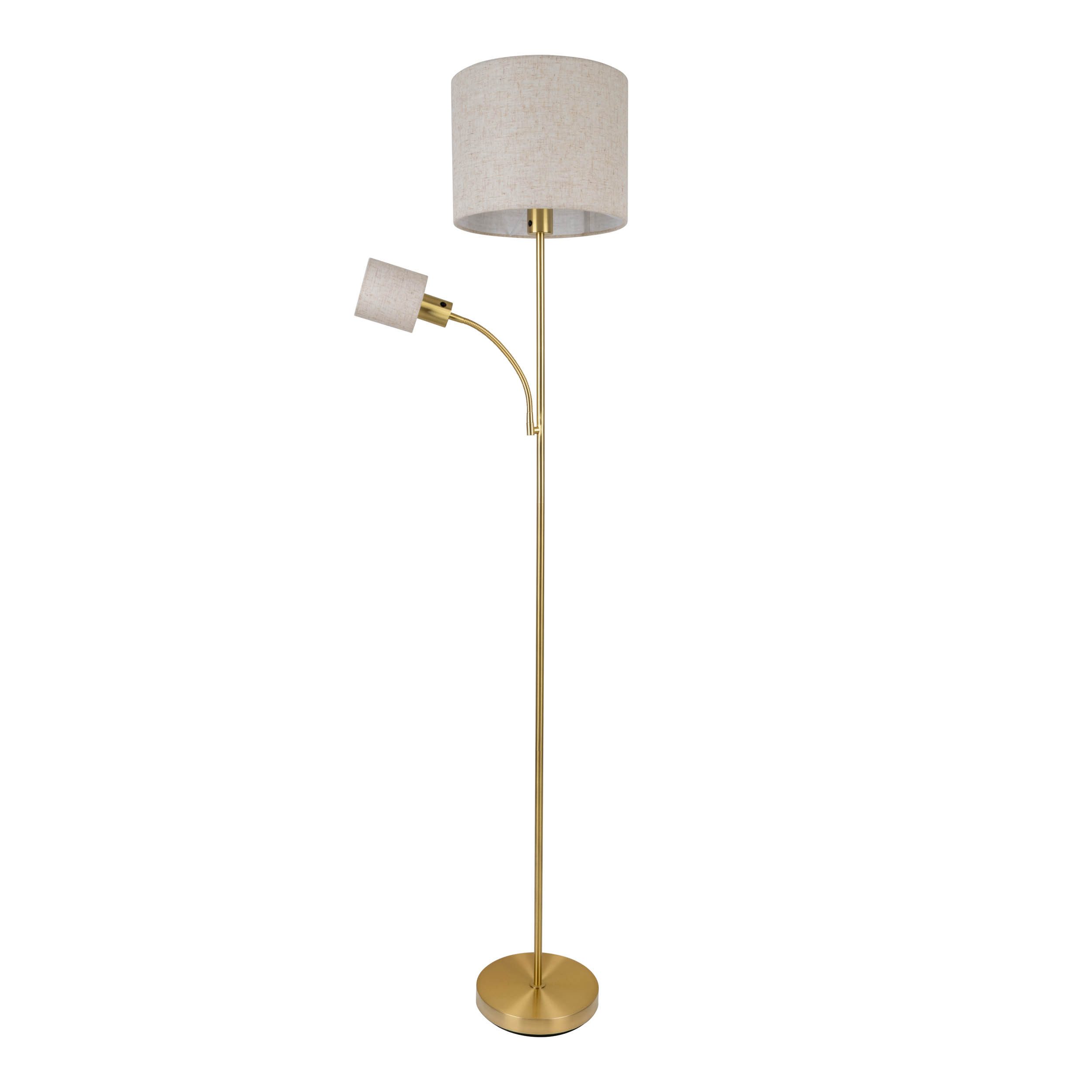 näve Stehlampe Filomena, Lesearm, ohne Leuchtmittel, Schirm braun, inkl. Lesearm, inkl. Druckschalter, H: 165cm