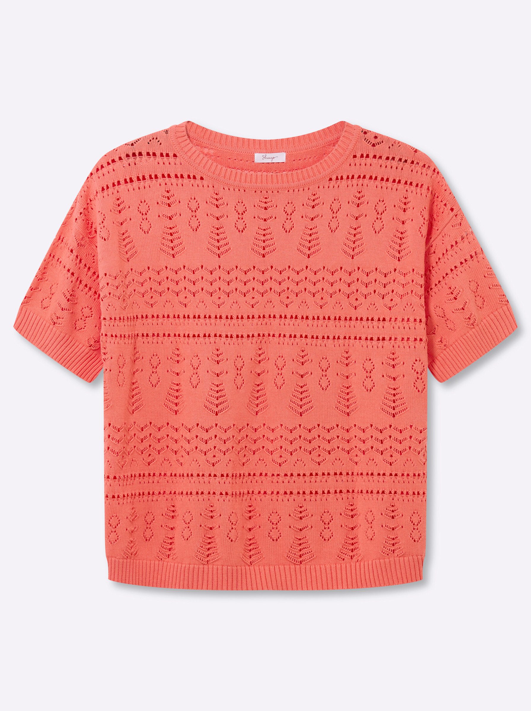 Strickpullover Kurzarm-Pullover Kurzarm Ajour