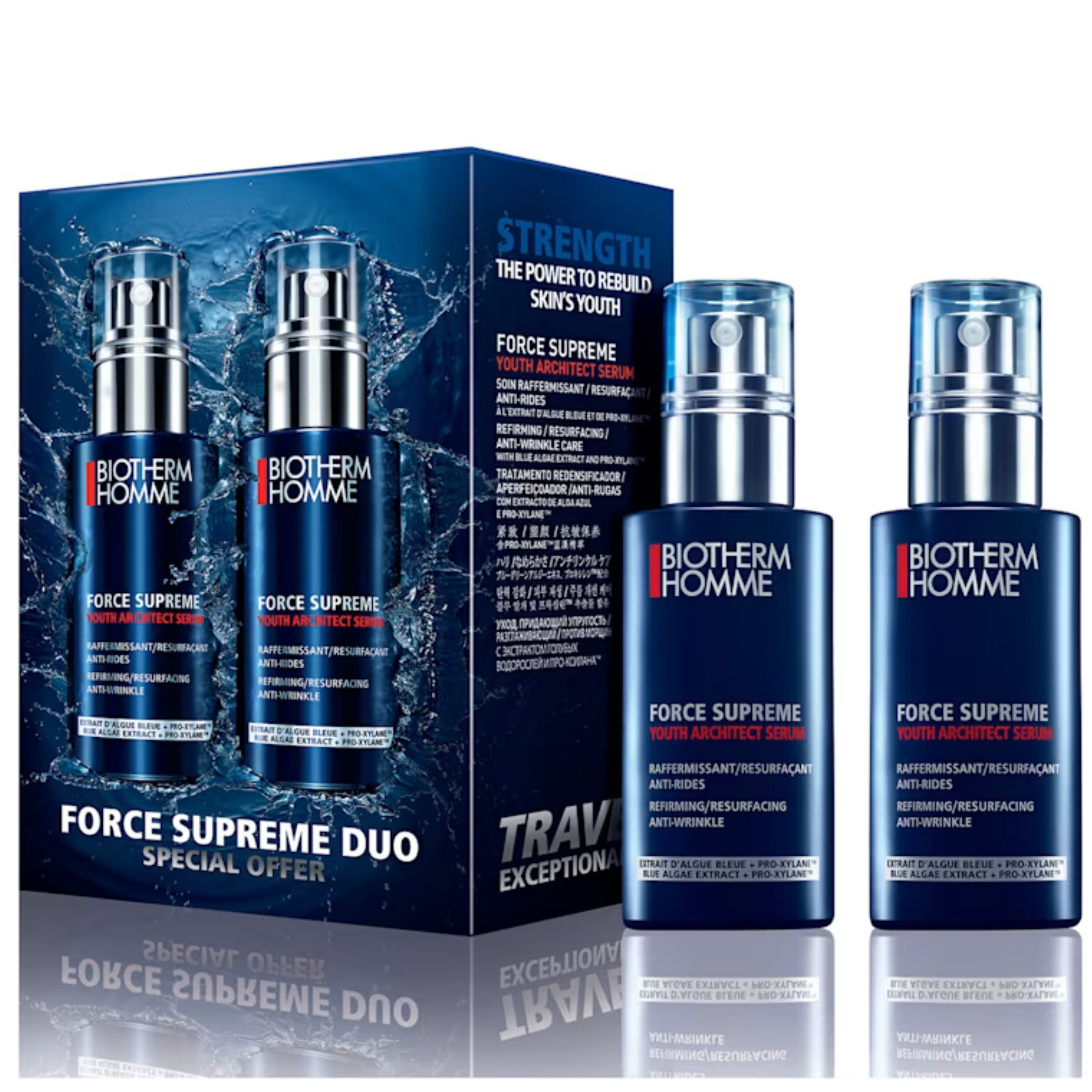 BIOTHERM Anti-Falten-Serum Force Supreme Pflege Doppelpack 2x 50ml, Reduziert Falten sichtbar, stärkt und erfrischt die Hautstruktur