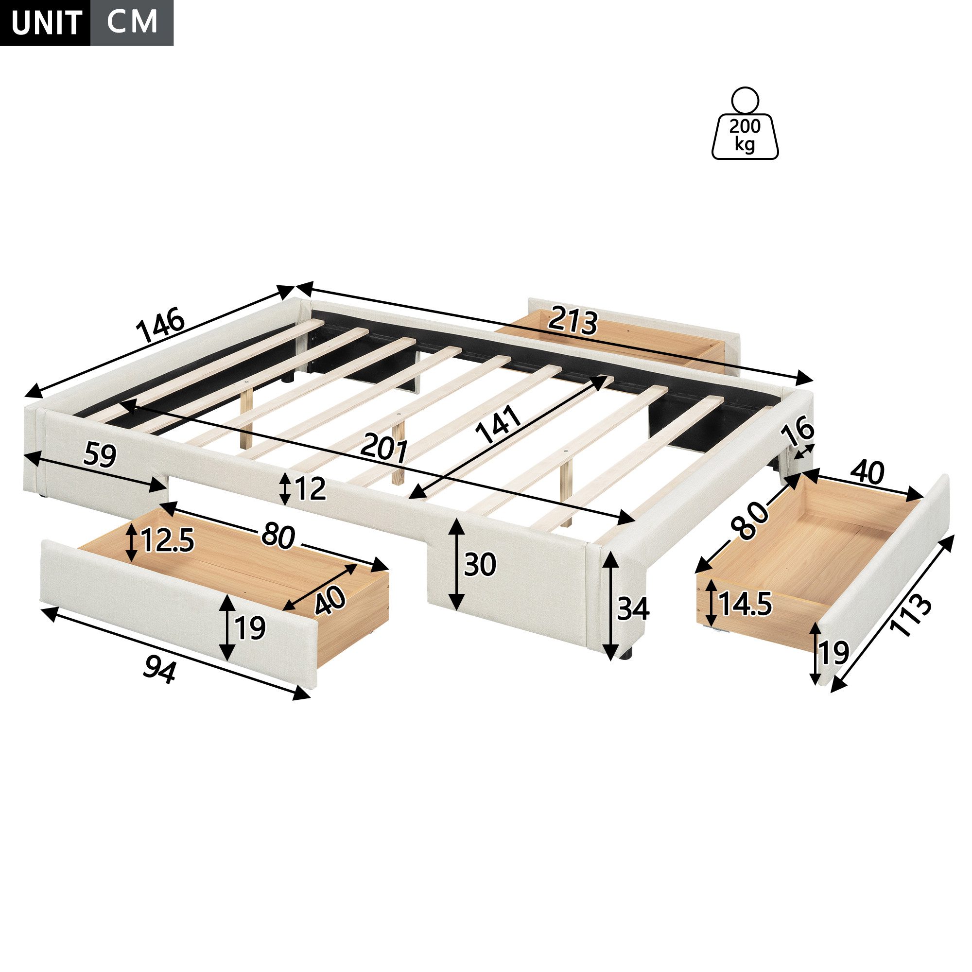 TavilaEcon Palettenbett Flachbett Doppelbett Jugendbett mit günstig online kaufen