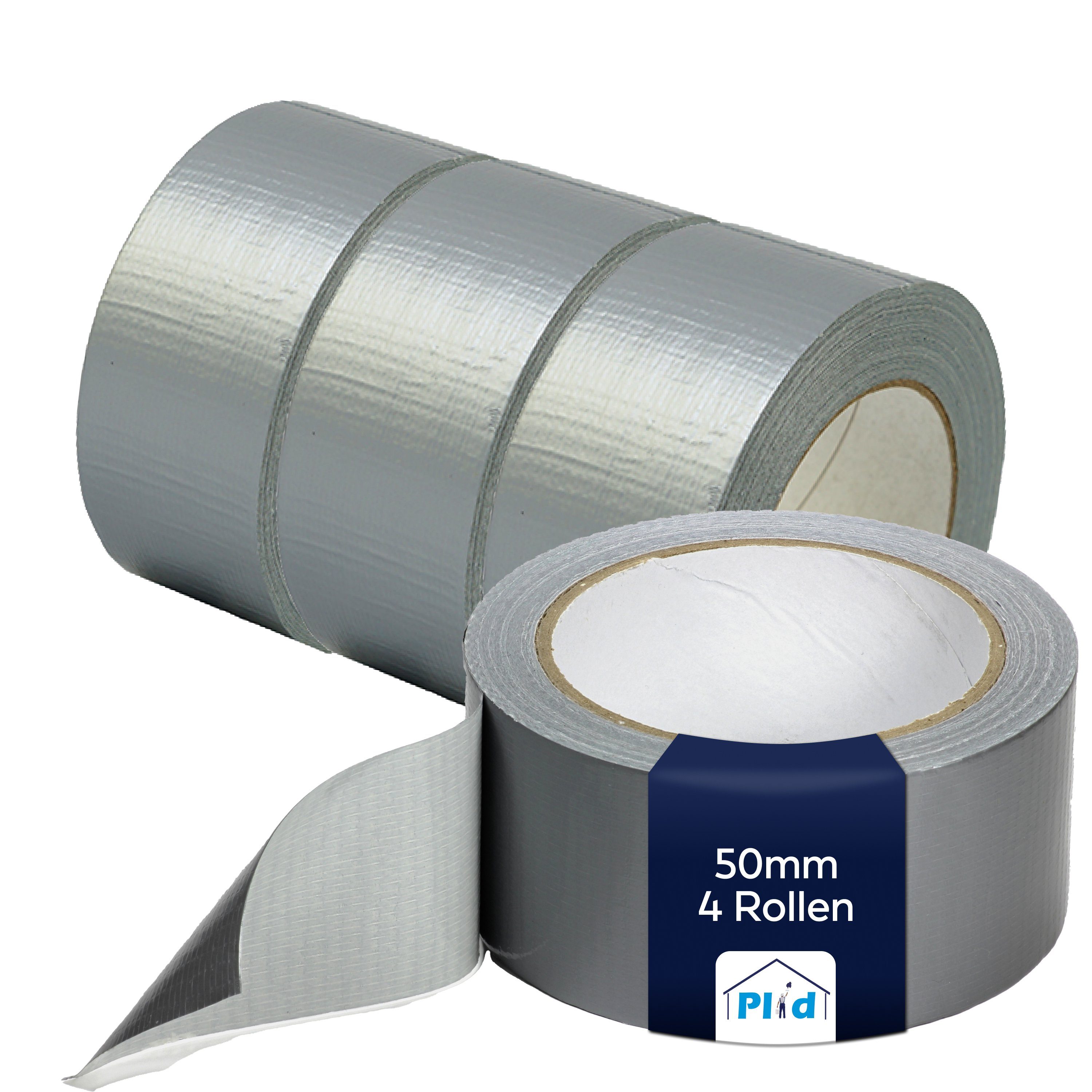plid Weißlack PLID Gewebeband Silber 50mm x 50 m Panzertape Panzerband Duct Tape, Wasserdicht, hohe Klebkraft, reißfest, nassfest