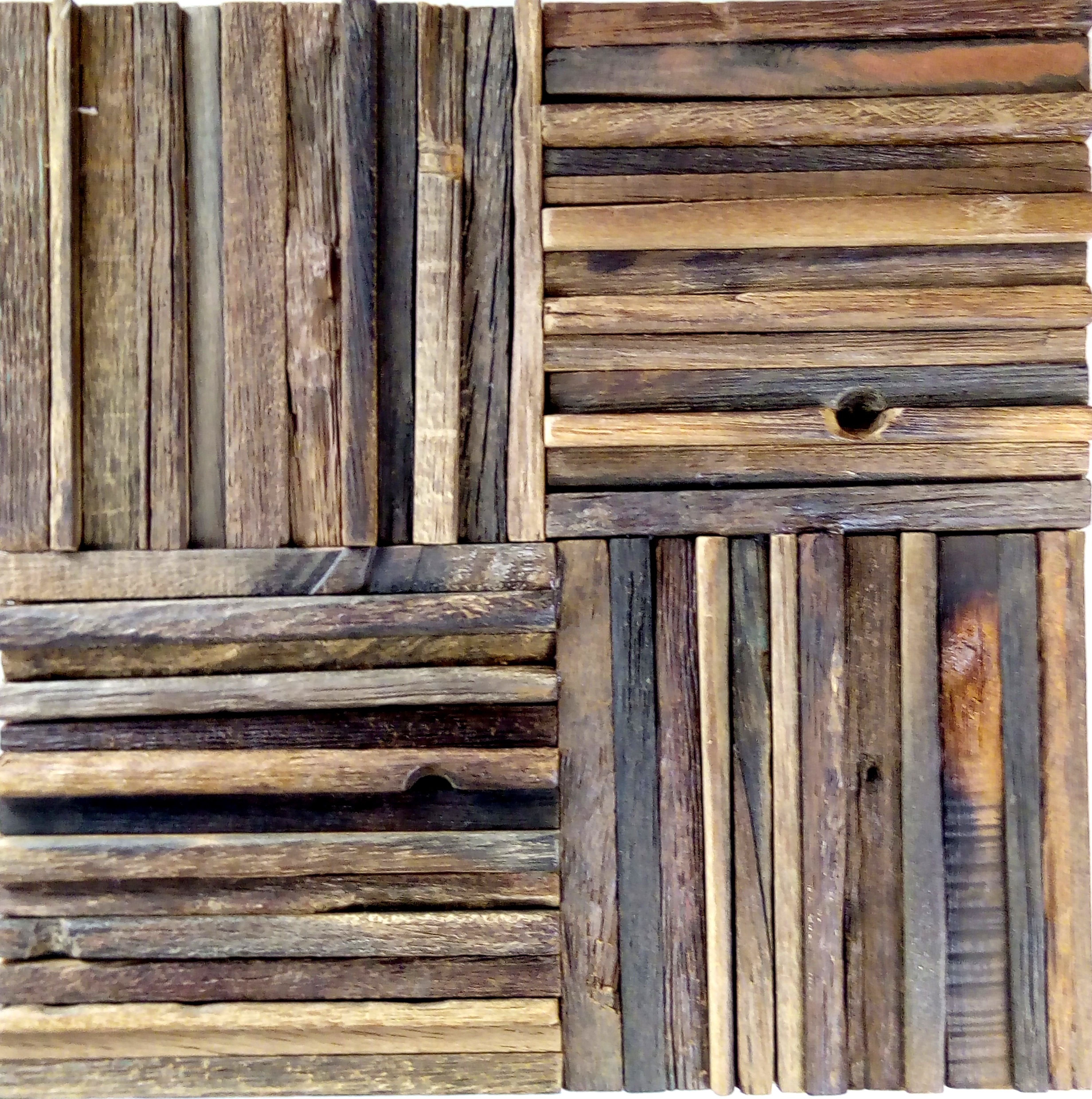 Mosani Mosaikfliesen Holzmosaik aus Bootsplanken Wood FSC Wandverkleidung