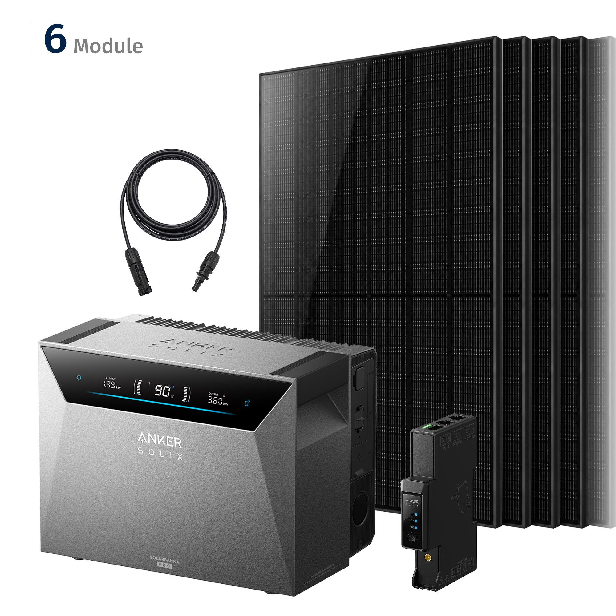 SolarMars Balkonkraftwerk mit Speicher 3000W Anker Solix Solarbank 4 E5000 Pro, (mit 8 x DC Kabel, 2x Y-Adapter Paar, 1 x Smart Meter Gen 2), optionaler BP5000 und BP2700 Erweiterungsakku