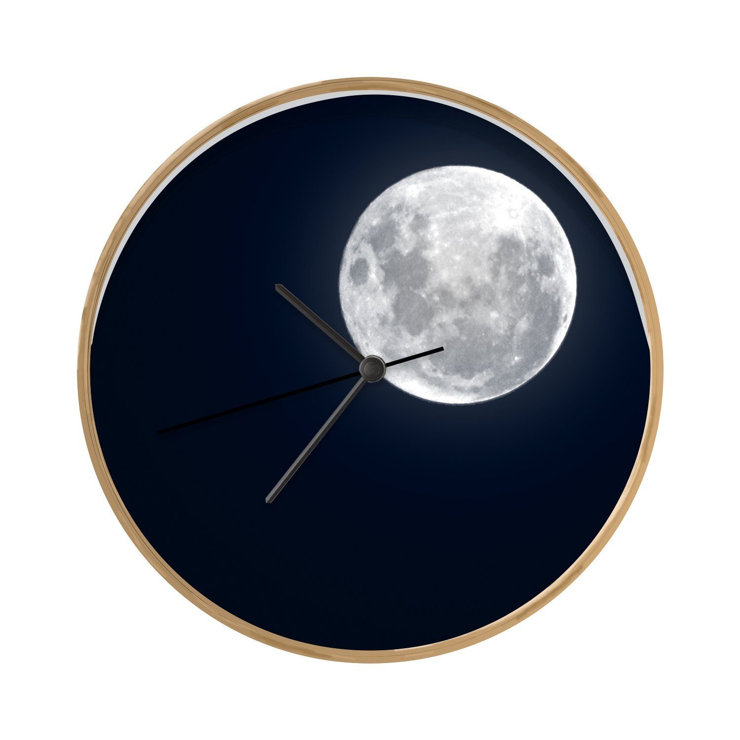 MuchoWow Wanduhr Mond - Himmel - Nacht (Uhrwerk, Wohnzimmer, Küchenuhr,  Wanddekoration, Modern, Holz)