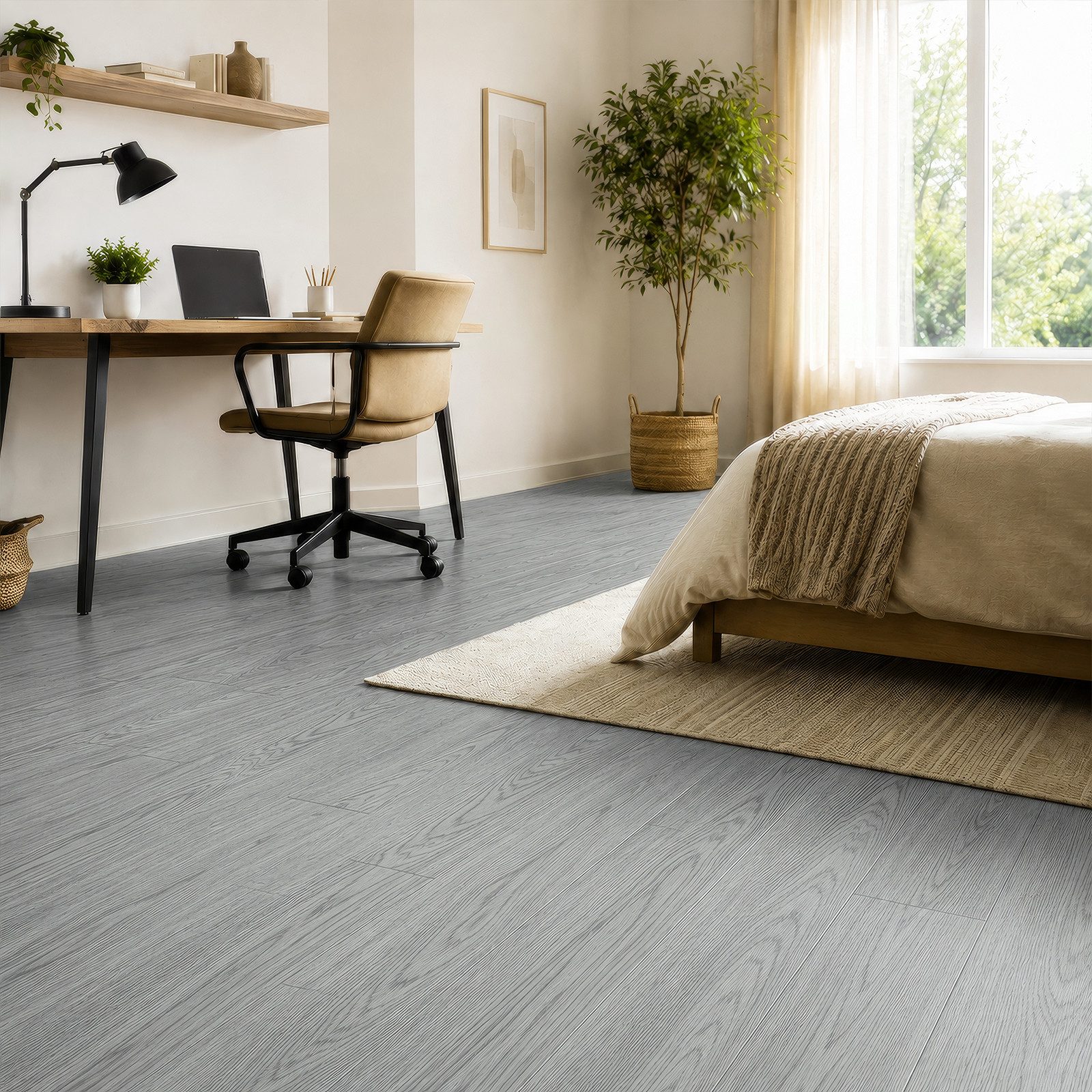 BlingBin Vinylboden Klick Hartvinylboden Rigid SPC Landhausdiele Holzoptik, verformt sich kaum, schimmelresistent und korrosionsbeständig, 18er Set, 128 x 640 x 4 mm, SPC-Klickbodenbelag, 4mm stark, wasserfest, für Wohnräume, Küche, Flur