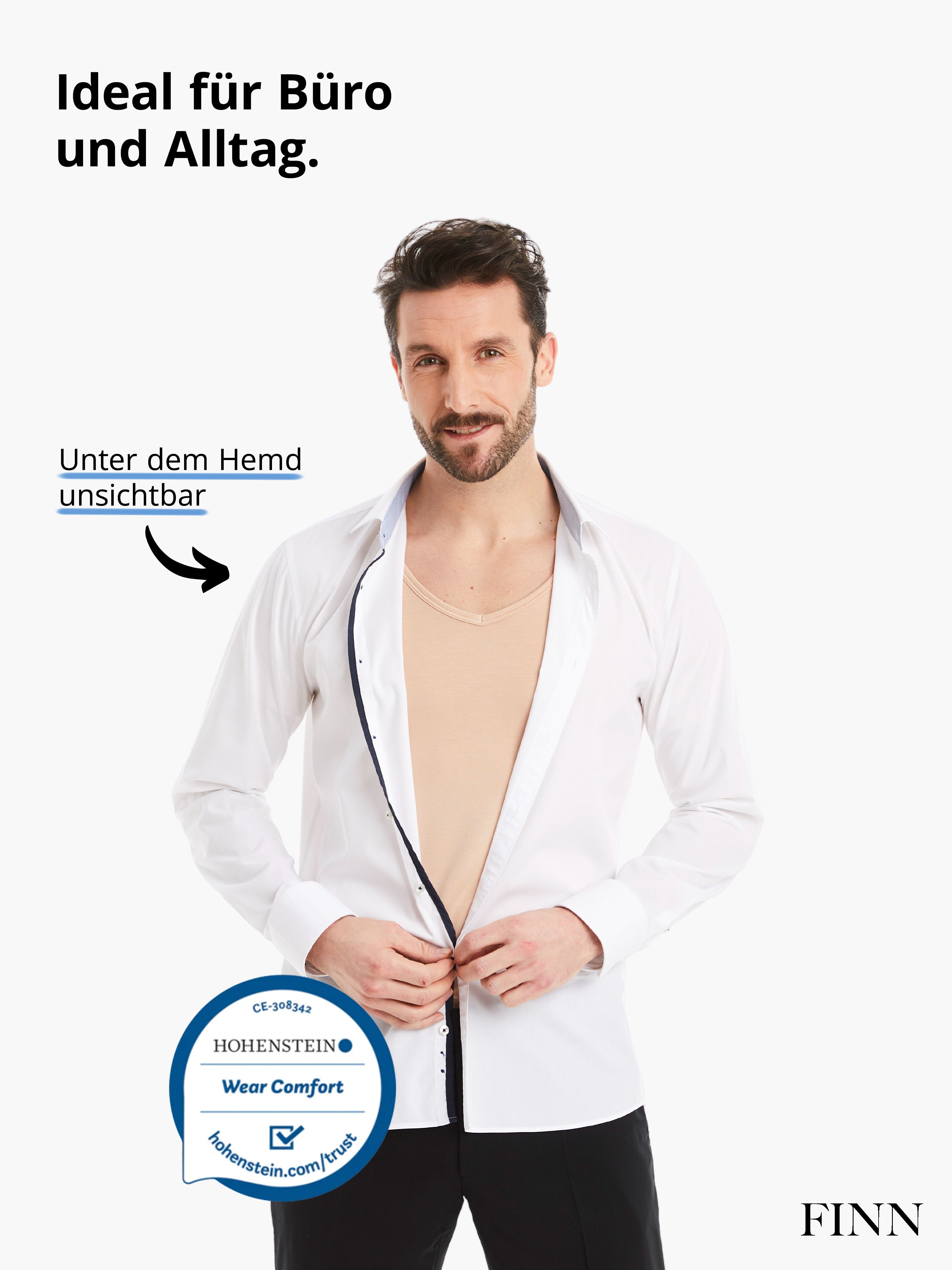 FINN Design Unterhemd Business Unterziehshirt Herren Kurzarm mit Rundhals-Ausschnitt Das perfekte T-Shirt für Männer unter Hemd und Anzug