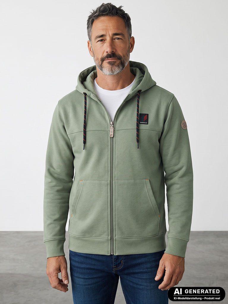 Baumfuchs Kapuzensweatjacke Herren Sweatjacke mit Kapuze - Kapuzenjacke Freizeitjacke Front-Reißverschluss, Eingriffstaschen, Kapuzen-Kordeln mit Labelprint