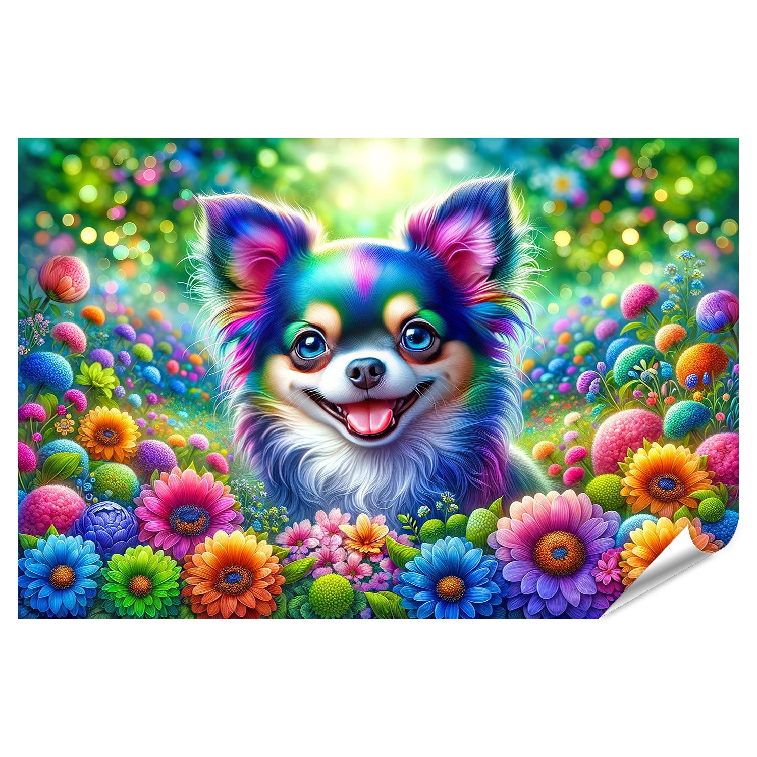 Poster Bunter kleiner Hund in leuchtenden Farben