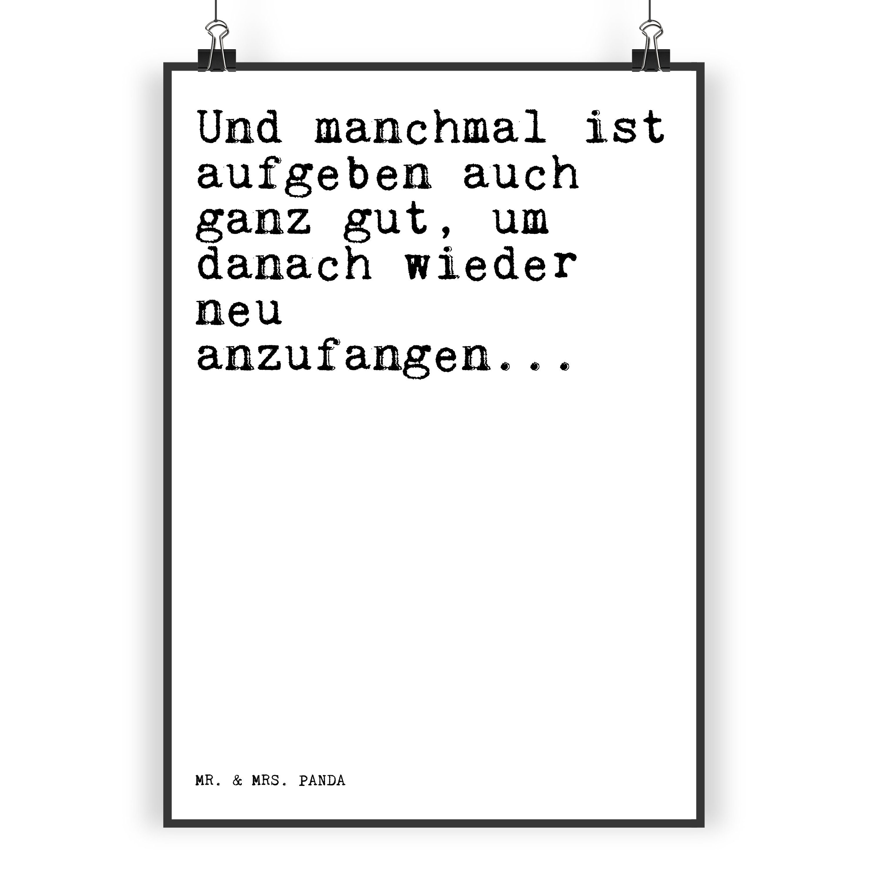 Mr. & Mrs. Panda Poster »Und manchmal ist aufgeben... Weiß Geschenk
