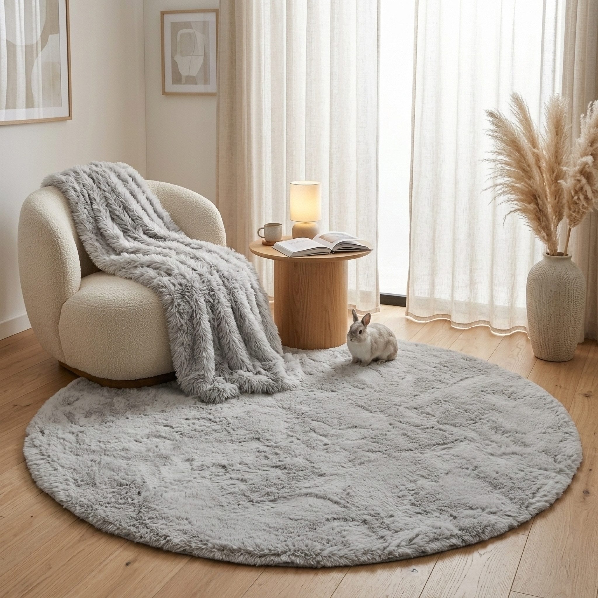 Consilio Concept Fellteppich Teppich Hasenfell Imitat CLOUD Fell Hochflor rechteckig Höhe: 39 mm, Rund