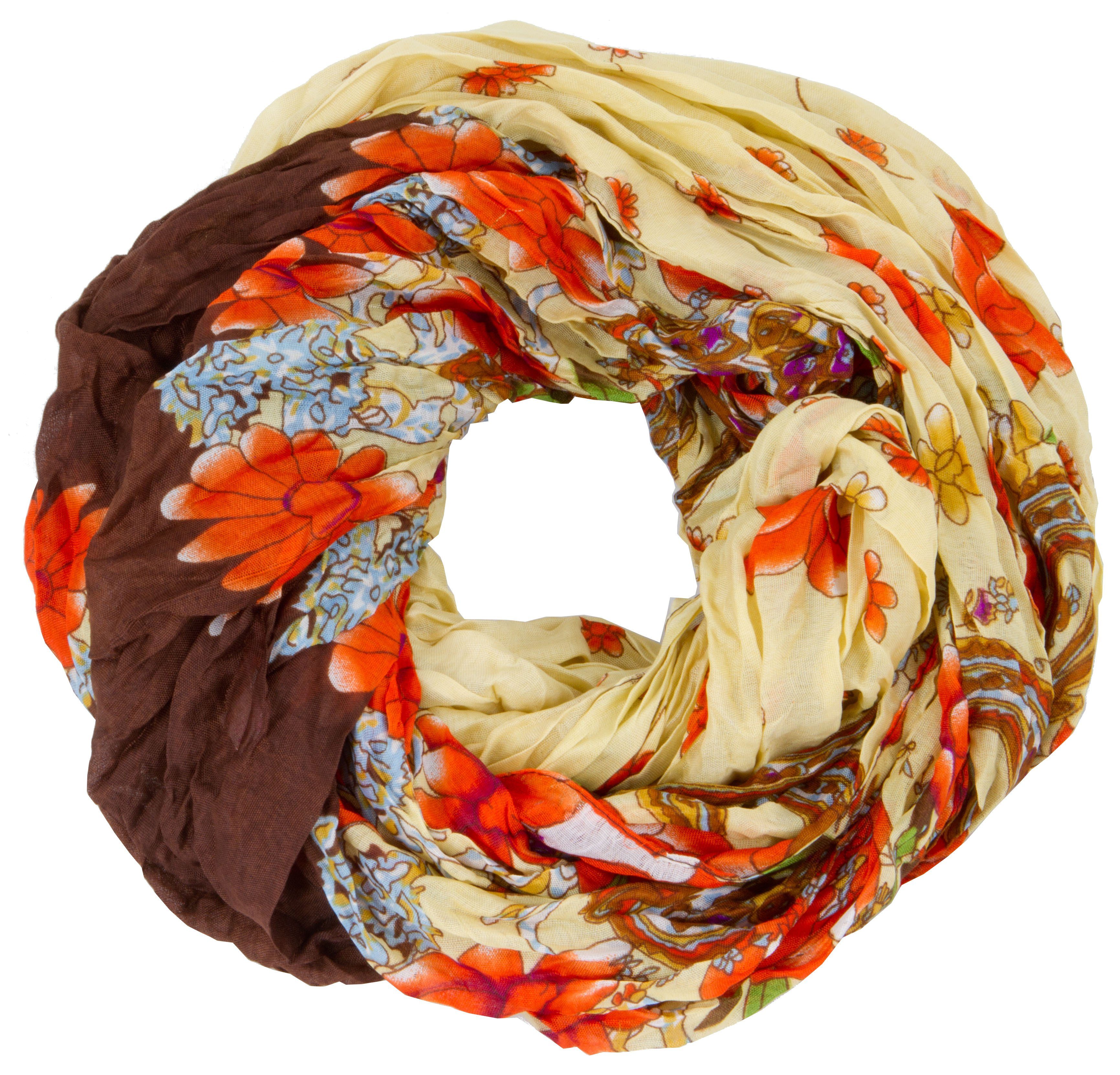 Modeschal Blume-3999 Loop Schal Schlauchschal mit Blumen Muster