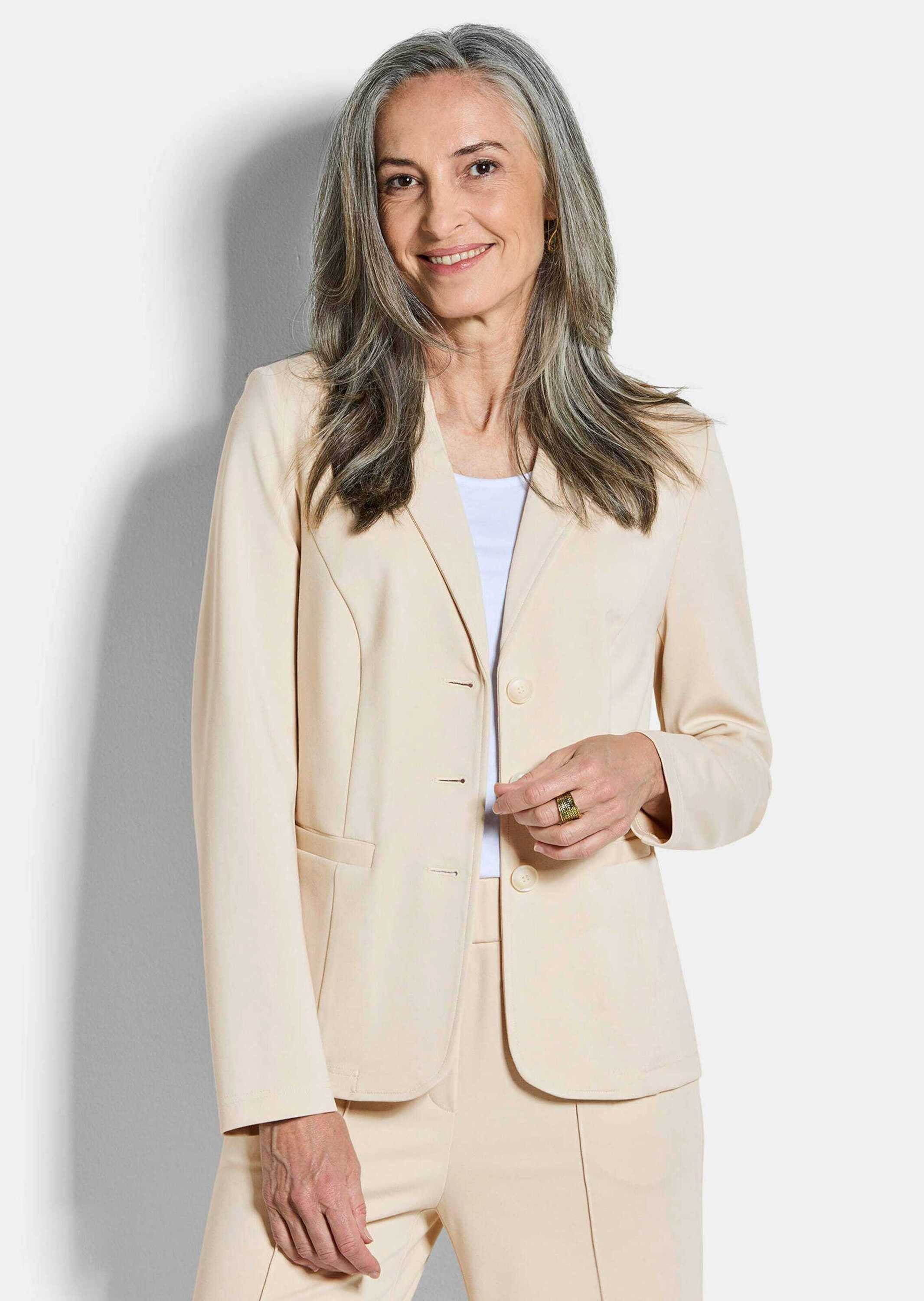 GOLDNER Jerseyblazer Viskoseblazer mit Reverskragen Kurzblazer mit Leistent günstig online kaufen